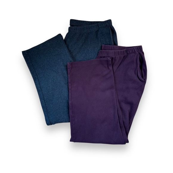 Bundle of 2 Lands’ End Sport Knit Straight Pants Maroon Charcoal Gray LP - Picture 1 of 9